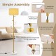 Freestanding tall pole lamp assembly steps, showcasing the lamp's components and structure for easy setup.