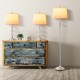 Three-piece table and floor lamp set with modern design, featuring durable metal construction and soft illumination.