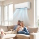 Mini split air conditioner and heater in a living room, providing powerful cooling and heating for comfortable indoor.