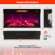 Dimensions of the 36-inch 3-sided electric fireplace with 7-color flame, designed for efficient heating and low noise.