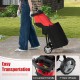 15-AMP electric wood chipper with convenient handle and 7-inch rear wheels for easy transportation and efficient.