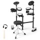 Electric drum set featuring foldable design, double-layer mesh pads, and included drumsticks for beginner practice.