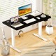 Electric standing desk in black with height adjustment, LED display, and spacious tabletop for organized workspace.