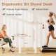 Electric standing desk with height adjustment, memory settings, and dual motors for ergonomic comfort and posture.