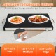 Electric warming food warmer with adjustable temperature control, featuring a smooth glass surface for easy cleaning.