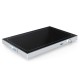 Electric warming tray with adjustable temperature, tempered glass top, and built-in handles for easy portability.
