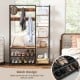 5-in-1 entryway hall tree in rustic brown with 9 hooks and shoe storage, perfect for organizing your space.