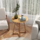 24-inch round end table made of rubber wood with V-shaped legs, perfect for living room or balcony use.