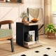2-tier end table in oak with open storage shelf, ideal for living room or bedroom decor and organization.