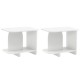 Set of 2 white end tables featuring a 2-tier design with rounded corners and storage shelves for versatile use.