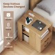 End table with built-in charging station, featuring 2 AC outlets, USB port, and type-C port for convenient bedside use.
