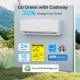 12000 BTU mini split heat pump with 24 SEER2, R32 refrigerant, and remote control for efficient heating and cooling.