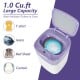 Portable purple washing machine with 1.0 cu.ft capacity, featuring 6 wash programs and child lock for safety.