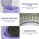 Portable purple washing machine with stainless steel tub, detergent box, and damped slow drop cover for safety.