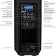 Back view of the 2000W bi-amplified speaker set with USB/SD card input and various audio connections for versatile use.
