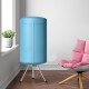 Portable ventless laundry clothes dryer in blue, positioned in a modern setting, perfect for compact living spaces and.