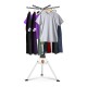 Portable ventless laundry clothes dryer with hanging garments, energy-efficient design, ideal for small spaces.