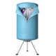Portable ventless laundry dryer in blue, designed for compact storage and energy-efficient drying of clothes and.