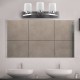 Three-bulb glass wall sconce in satin nickel finish with white frosted shades, ideal for modern bathroom decor.