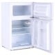 Compact 3.2 cu ft stainless steel refrigerator with adjustable shelves and separate freezer for organized food storage.