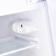 Close-up of the adjustable temperature control in the 3.2 cu ft. compact stainless steel refrigerator. Ideal for food.