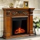Electric fireplace with realistic flames, classic design, and 750W/1500W heating options for cozy home ambiance.