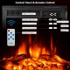 Control panel and remote for the 22.5 Inch Electric Fireplace Insert with 7 flame brightness levels and heating options.