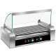 18 hot dog roller grill with stainless steel rollers, toughened glass hood, and temperature control for commercial use.