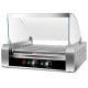 Front view of the stainless steel commercial hot dog roller grill featuring easy-to-use temperature controls and a.