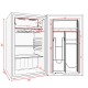 Compact 3.2 cu.ft. mini refrigerator with adjustable shelves and internal freezer, ideal for dorm or office use.