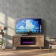 36-inch wall-mounted electric fireplace with 12 flame colors, remote control, and modern black glass design for cozy.