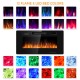 36-inch wall-mounted electric fireplace with 12 flame colors and LED bed colors, featuring remote control and modern.