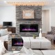 42-inch recessed electric fireplace with 12 flame colors, remote control, and built-in timer for stylish heating.