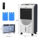 Portable air cooler fan with heater and humidifier, featuring a honeycomb cooling pad and 7L water tank for efficient.