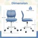 Height adjustable blue ergonomic children study chair with breathable mesh back and sponge padded seat for comfort.