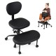 Ergonomic black office chair with height-adjustable seat and rotatable footrest, ideal for home office comfort.