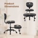 Ergonomic black office chair dimensions with height-adjustable seat, curved backrest, and rolling wheels for versatile.