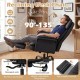 Reclining desk chair with retractable footrest, ergonomic design, and adjustable armrests for comfort in black.