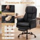 Ergonomic black office chair with retractable footrest, high-density sponge, and cat scratch-resistant leather for.