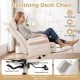 Ergonomic white office chair with retractable footrest, adjustable armrests, and customizable reclining for comfort.