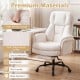 Ergonomic white office chair with plush teddy fleece surface, adjustable armrests, and retractable footrest for comfort.