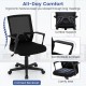Ergonomic desk chair in black with lumbar support, breathable mesh, and adjustable height for all-day comfort.