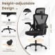 Ergonomic black mesh office chair with adjustable lumbar support, flip-up armrests, and height-adjustable design for.