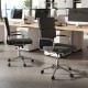 Ergonomic office desk chair in gray with adjustable height, rocking backrest, and padded seat for comfort and support.