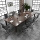 Gray ergonomic office desk chair with height-adjustable padded seat and rocking backrest, ideal for office use.