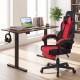 Ergonomic red video game chair with headrest, reclining backrest, and adjustable height for optimal comfort and support.
