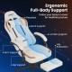 Ergonomic beige video game chair with headrest, lumbar support, and retractable footrest for optimal comfort and.