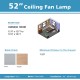 52" ceiling fan lamp with silver wooden blades and remote control, perfect for living rooms and bedrooms.