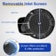 Removable inlet screen of a 1/3HP submersible utility pump, featuring a thermoplastic impeller for easy cleaning.