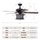 52-inch black crystal ceiling fan with remote control, featuring 5 reversible blades and 3-speed settings for versatile.